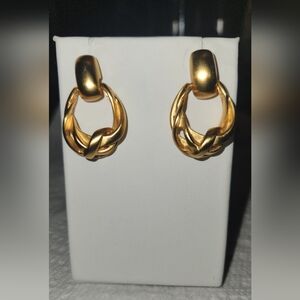 Anne Klein Matte Goldtone Door Knocker Eaarings. 1 1/4"